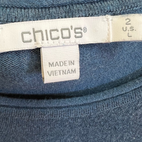 Chico’s Blue & Black Colorblock Knit Top | Long Sleeve Tunic L - Picture 3 of 4